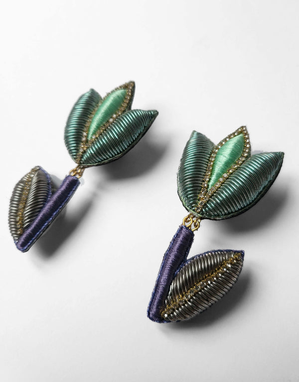 Green and purple earrings