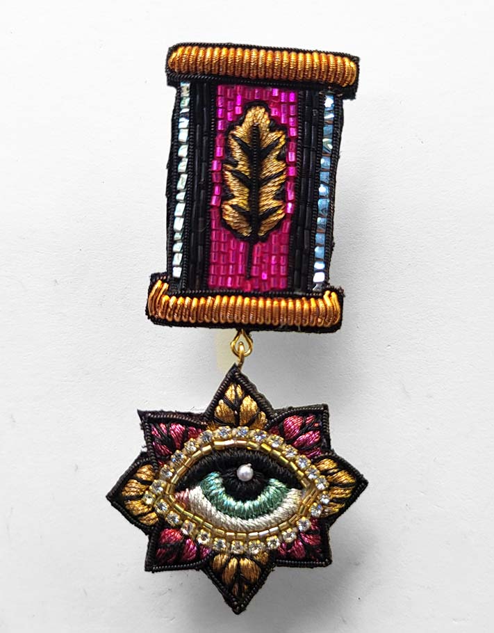 Mini Green Eye Medal Brooch