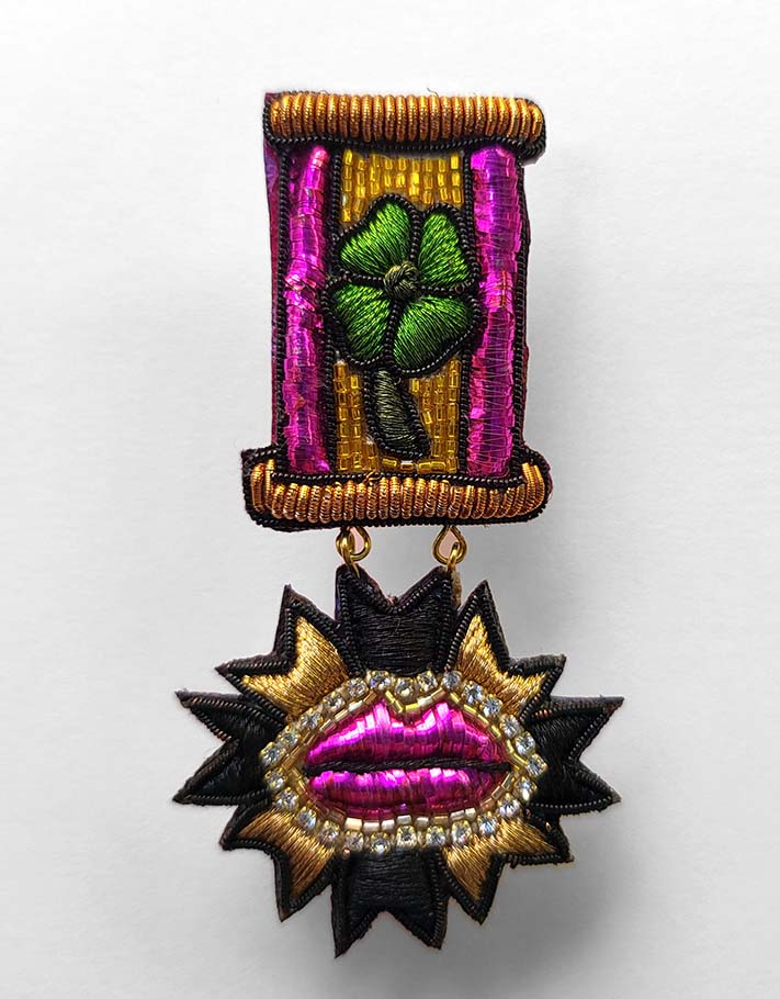 Mini Fushia Mouth Medal Brooch