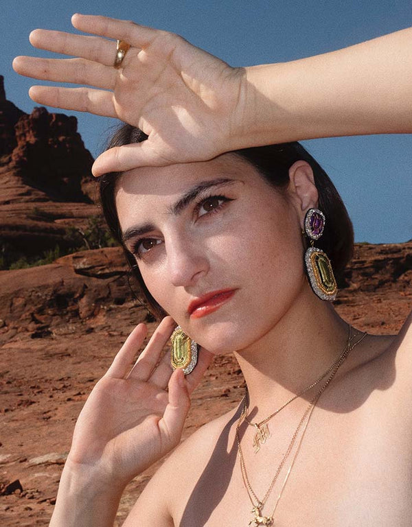 Boucle d&#39;oreille Youkoukoun améthyste et peridot