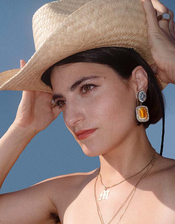 Boucle d&#39;oreille Youkoukoun citrine et aige marine