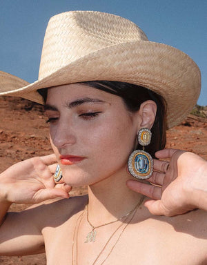 Youkounkoun Citrine and Aquamarine Clip Earrings – L — 1