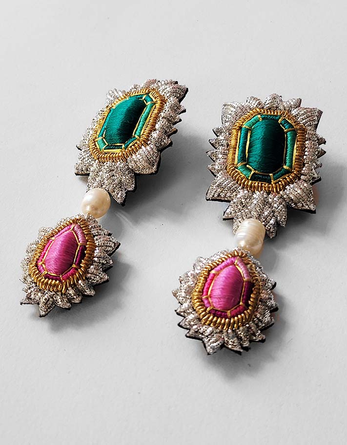 XL youkounkoun emerald and ruby earrings
