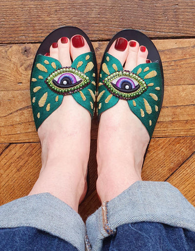 "Green eye" sandals