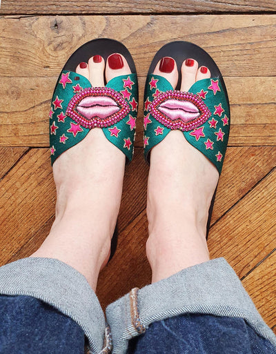 "Pale pink mouth" sandals