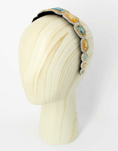 Headband youkounkoun citrines and aquamarines