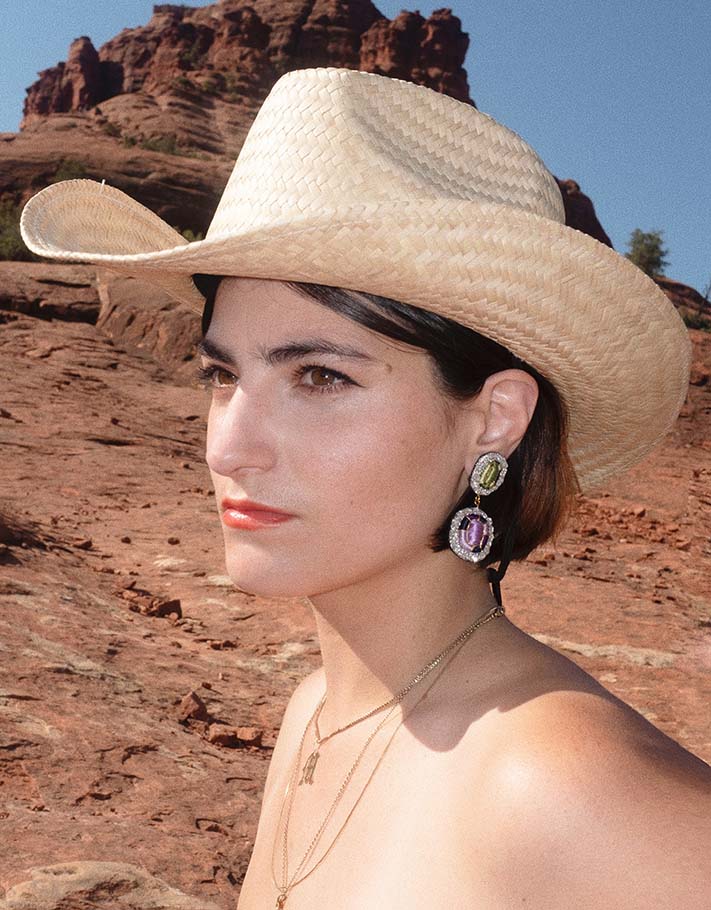 Amethyst and tourmaline Youkoukoun earring