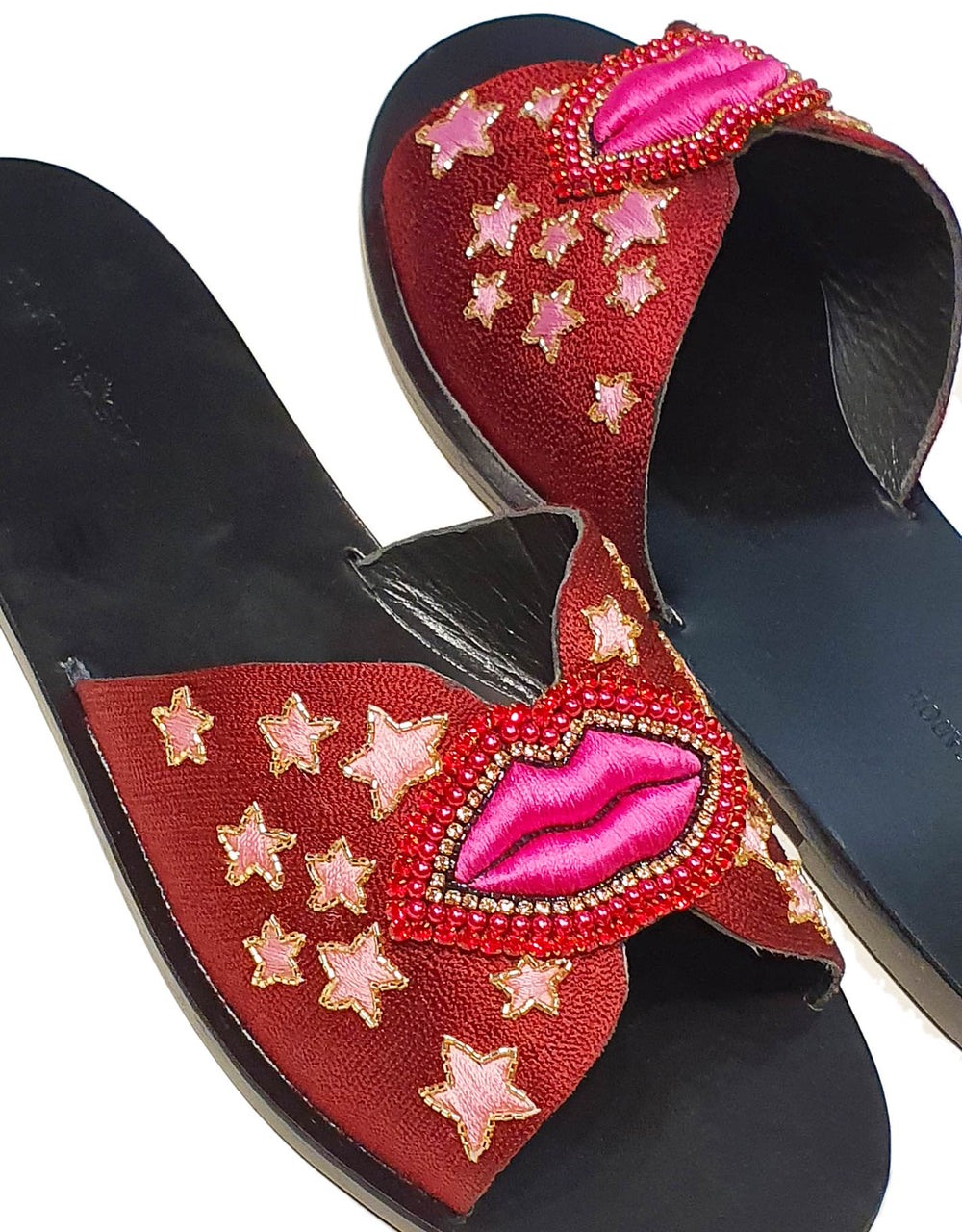 "Fuchsia pink mouth" sandals