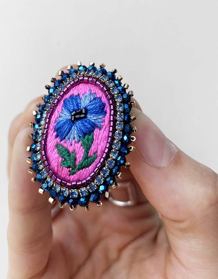 Mini Collector Brooch: Cornflower